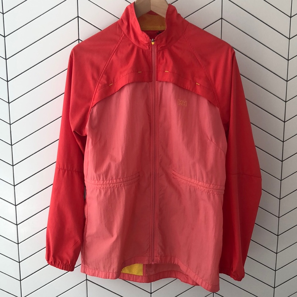 Helly Hansen lightweight running jacket coat coral yellow medium